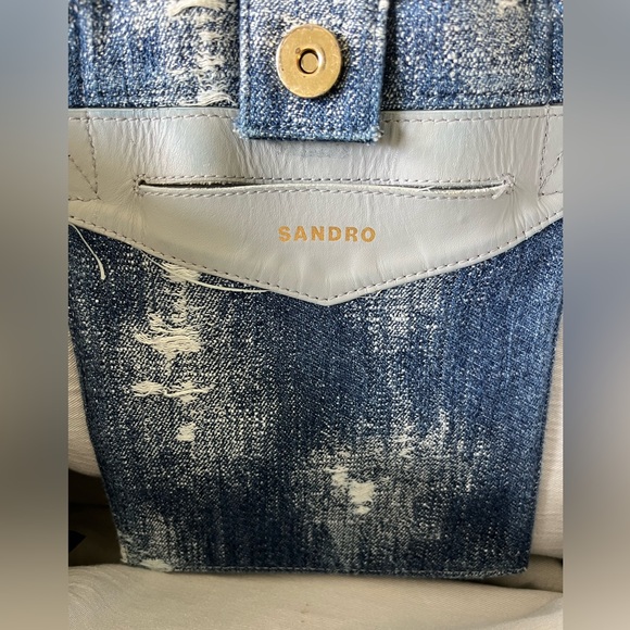 Sandro Kasbah Distressed Denim Tote Bag - Picture 7 of 10